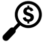 eyeglass money icon